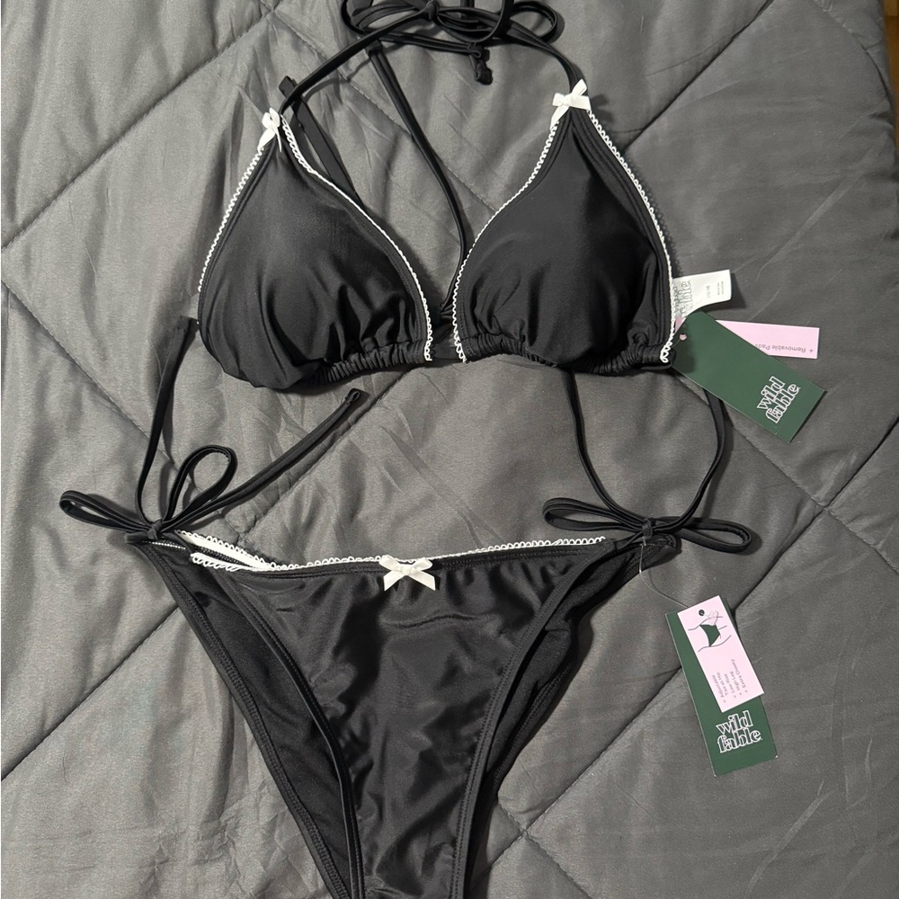 Wild Fable Black Triangle Bikini Set